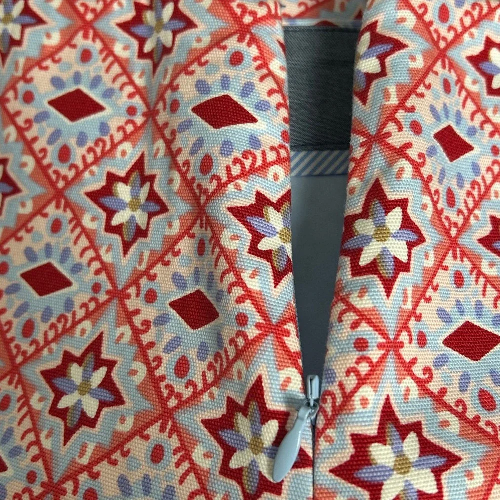 Talbots‎ Petite Skirt Red Blue Geometric Print A-Line Womens Size 10P
